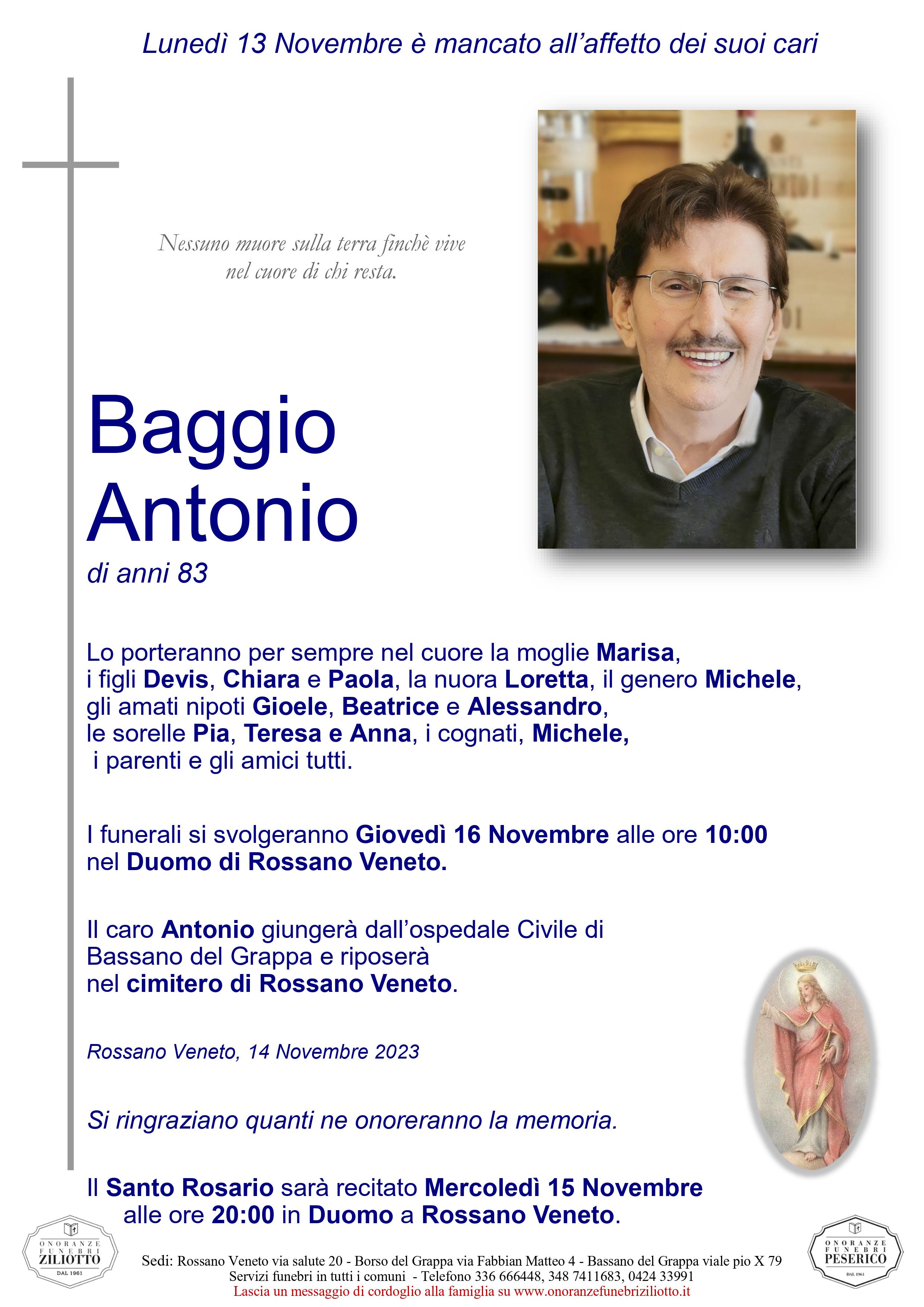 Antonio Baggio - 83 anni - Rossano Veneto