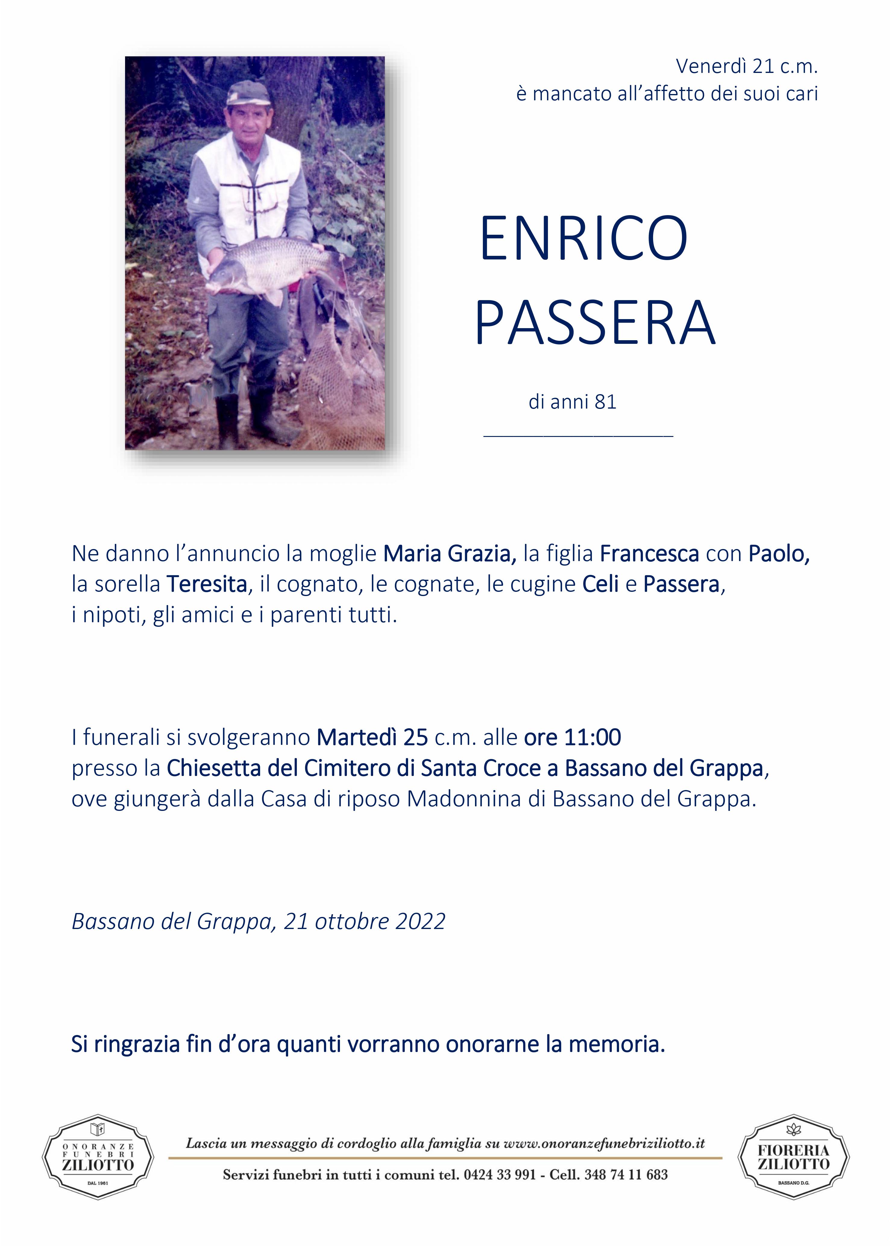 Enrico Passera - 81 anni - BASSANO DEL GRAPPA