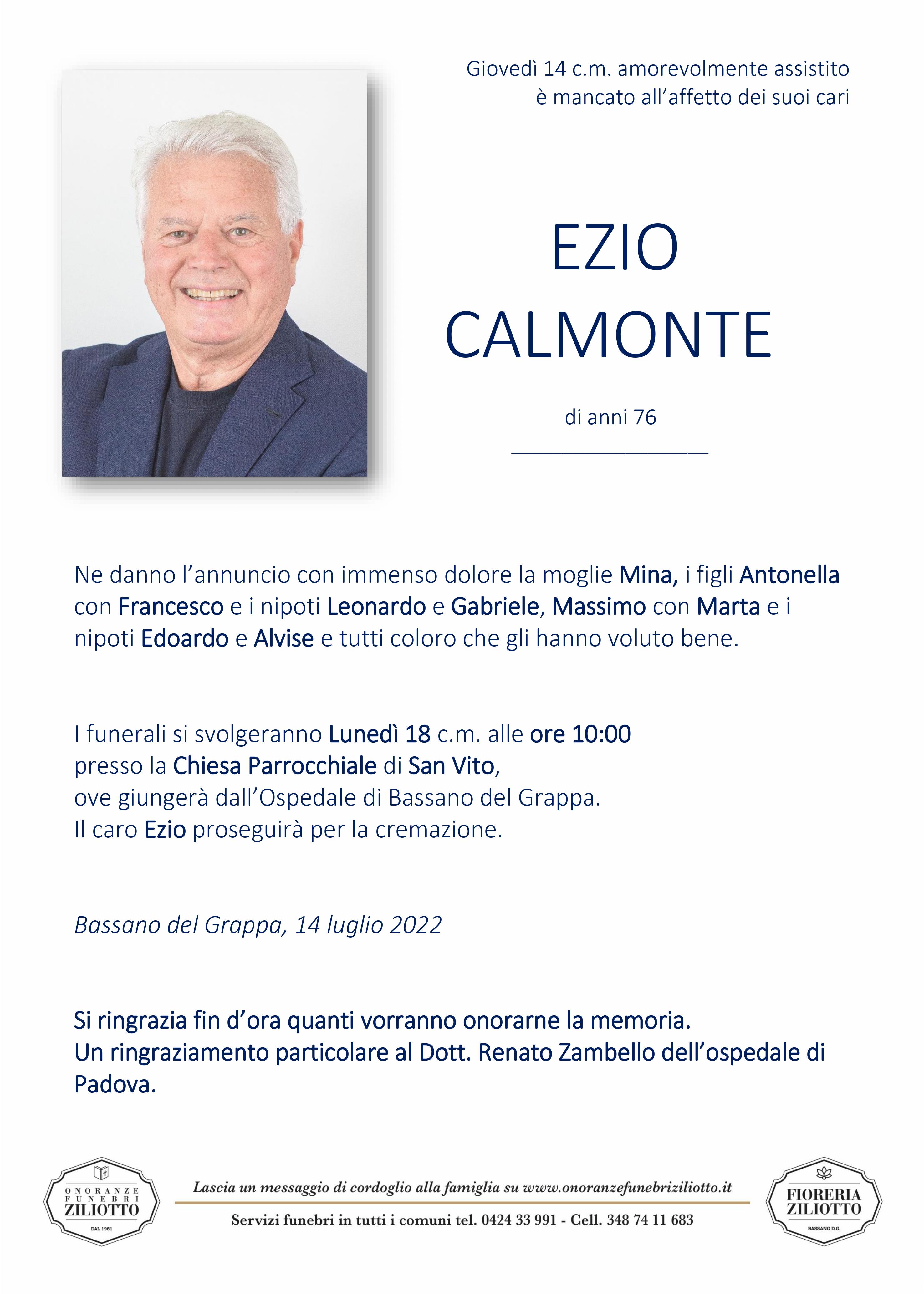Ezio Calmonte - 76 anni - Bassano del Grappa