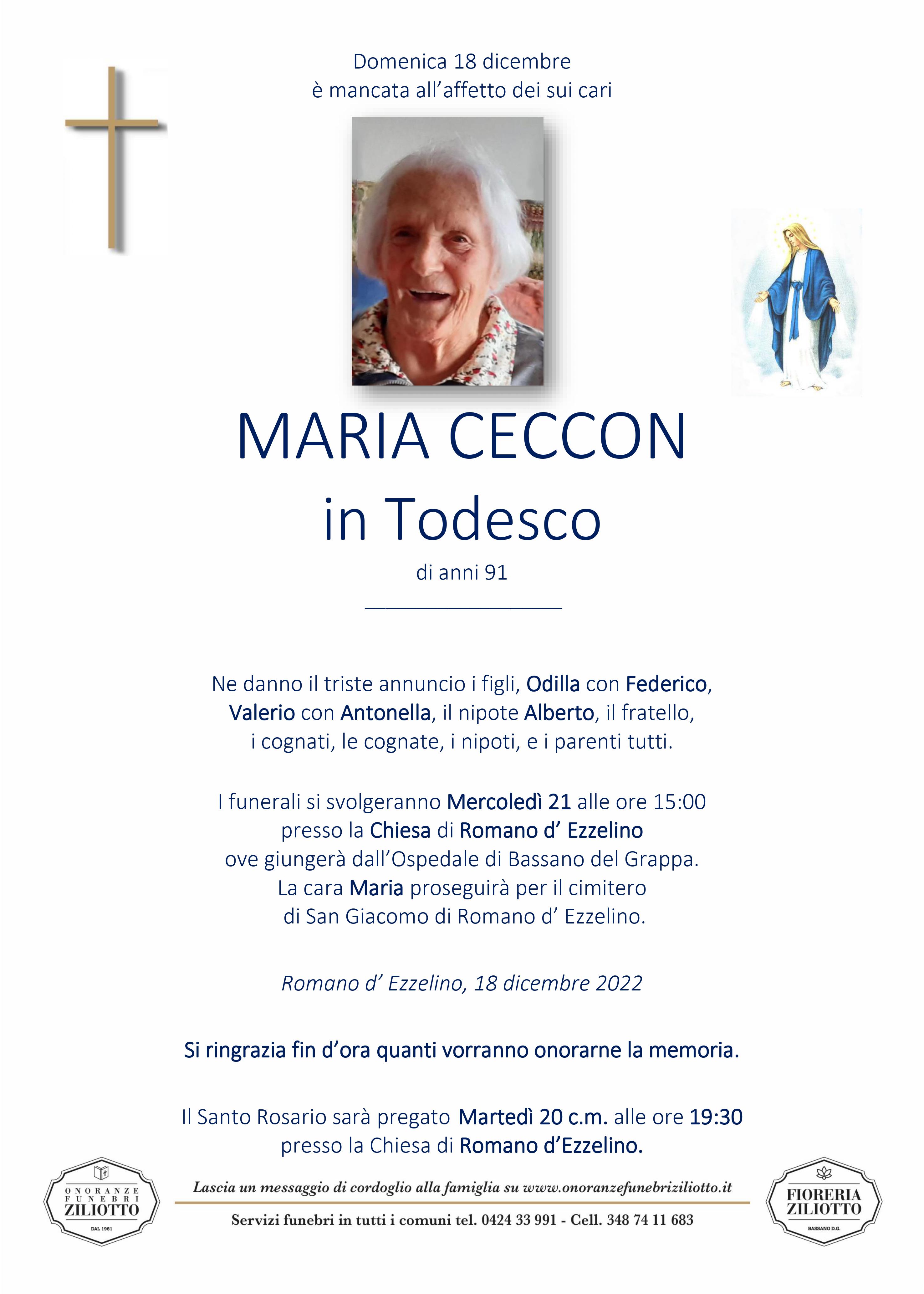 Maria Ceccon - 91 anni - Romano d'Ezzelino