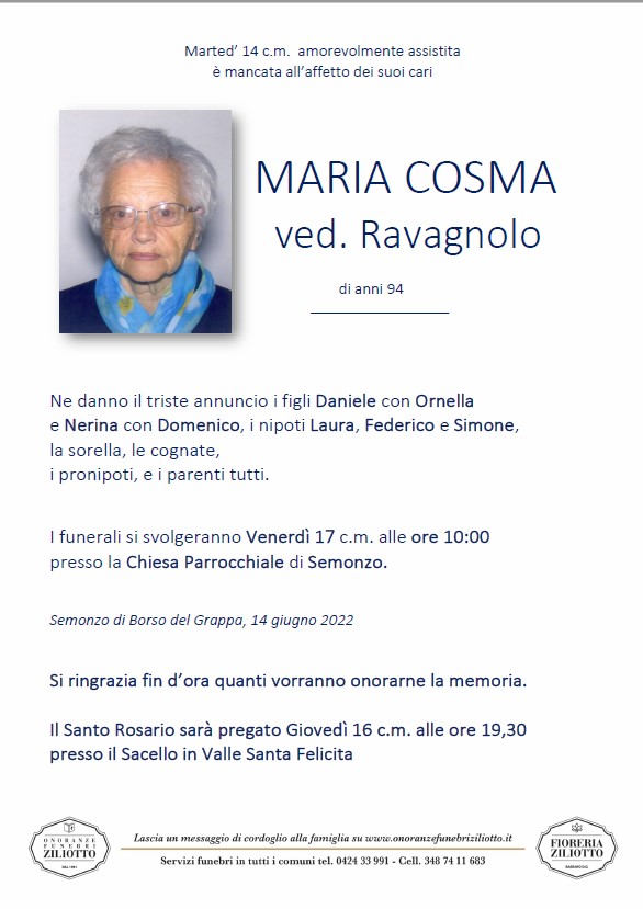 Maria Cosma - 94 anni - Borso del Grappa