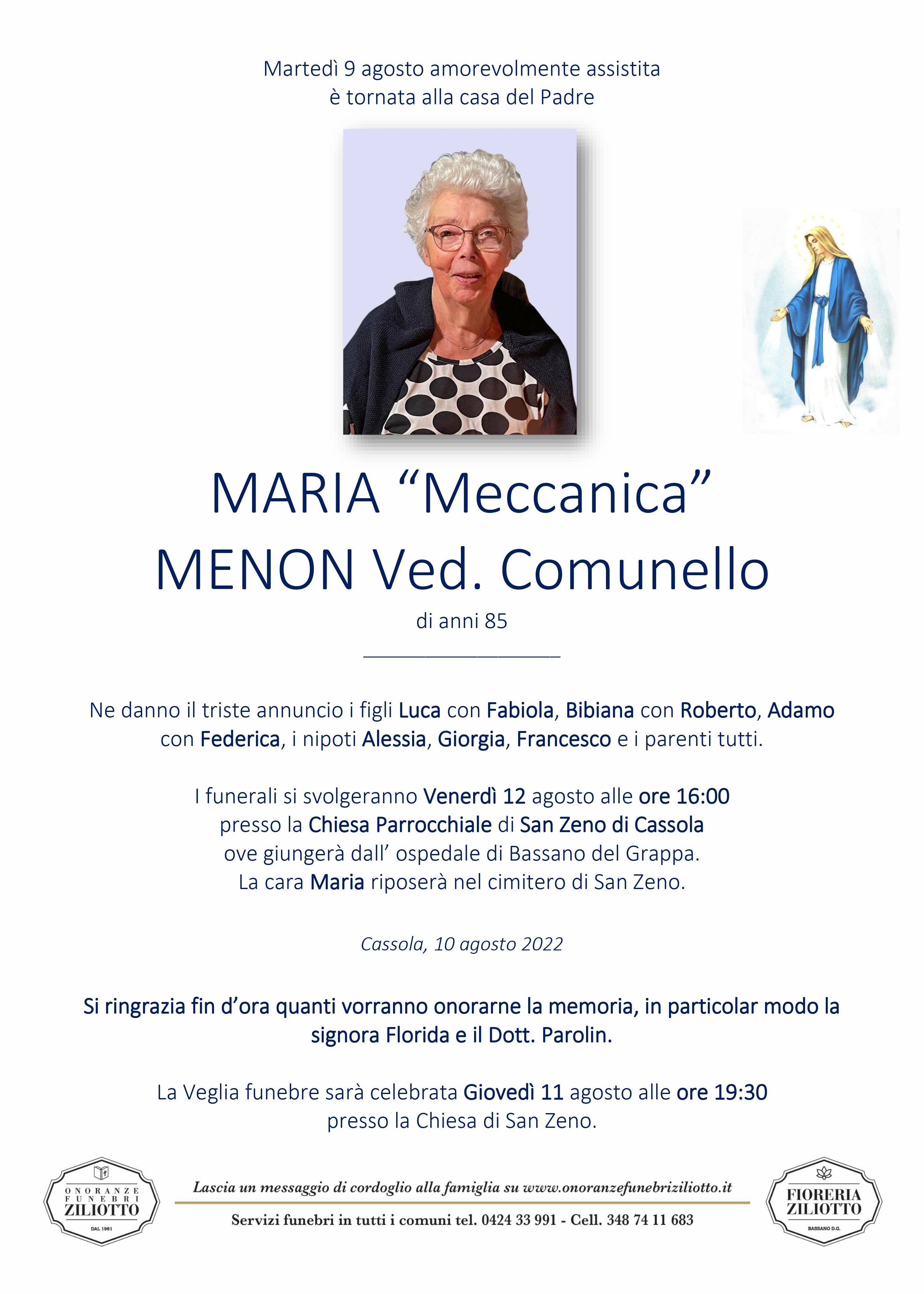 Maria Menon - 85 anni - Cassola