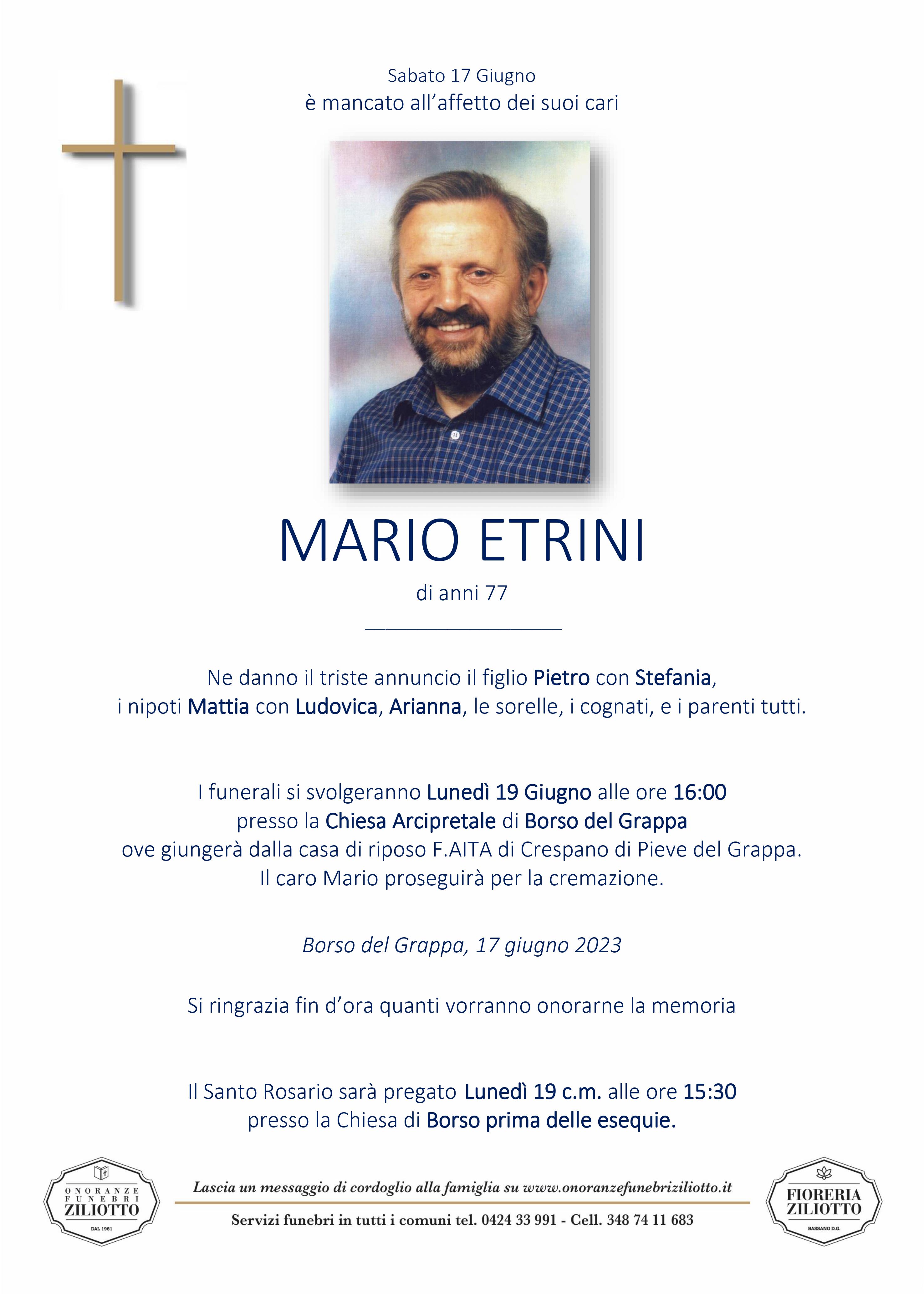 Mario Etrini - 77 anni - Borso del Grappa