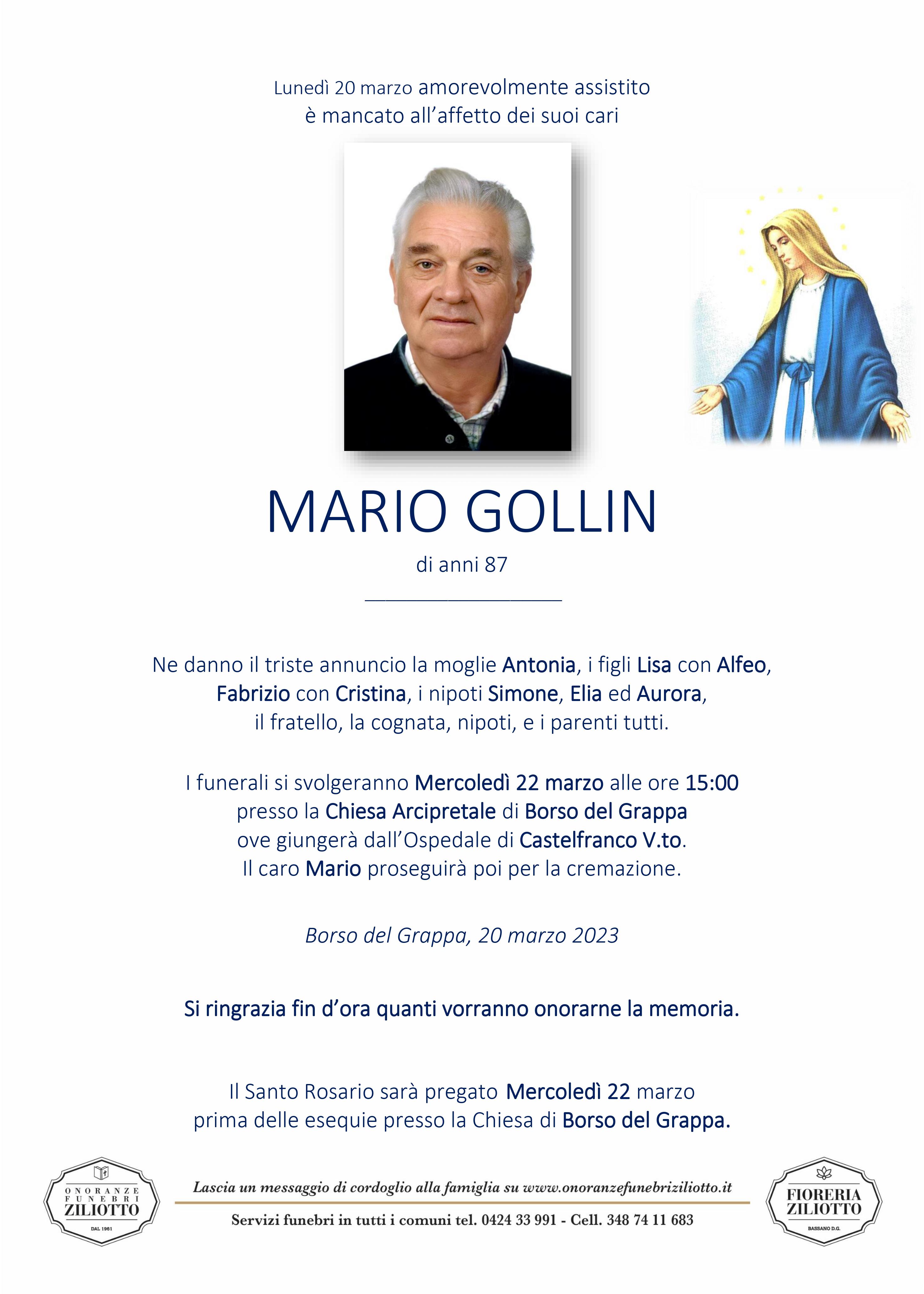 Mario Gollin - 87 anni - Borso del Grappa