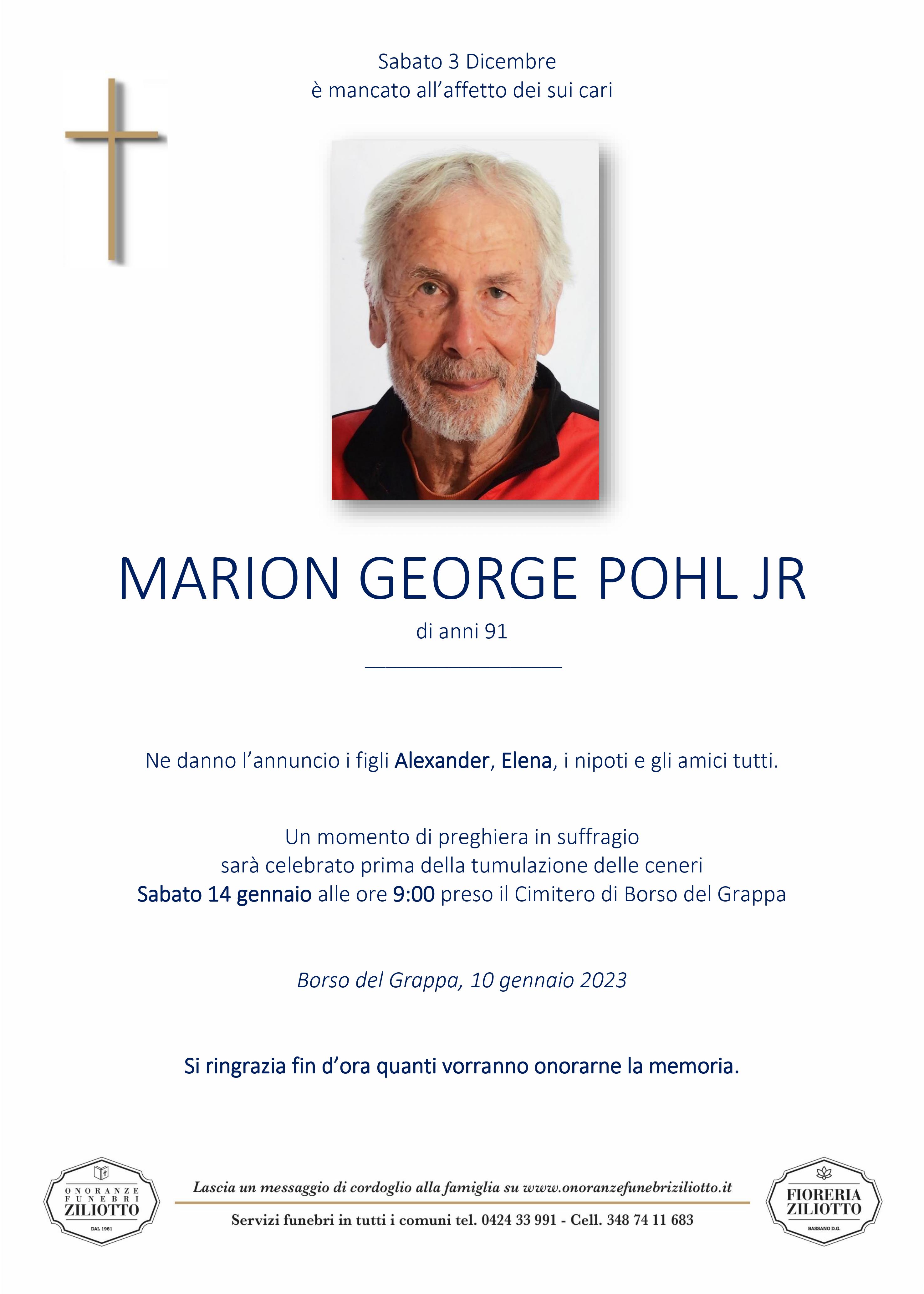 Marion George Pohl Jr - 91 anni - Borso del Grappa