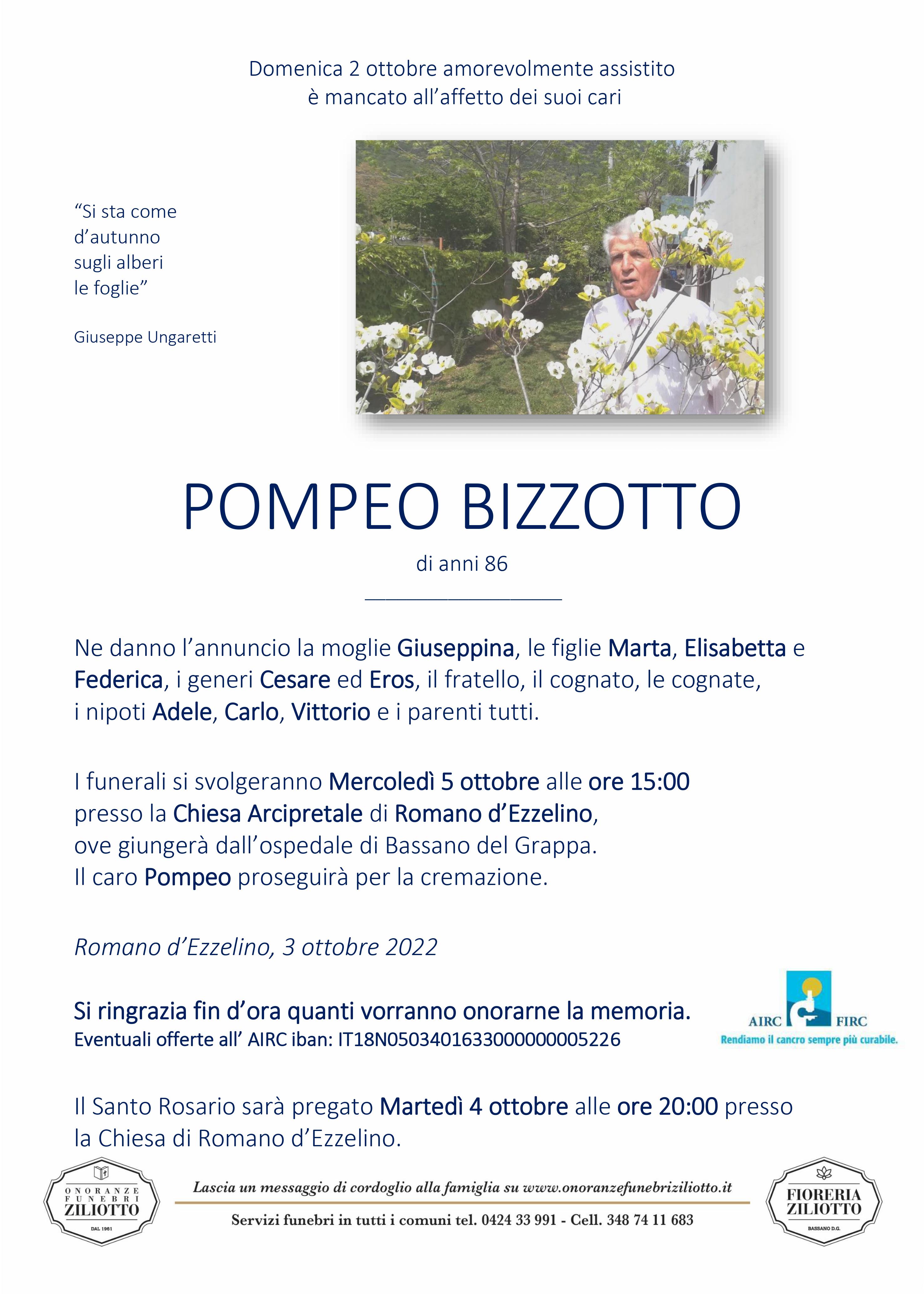 Pompeo Bizzotto - 86 anni - Romano d' Ezzelino