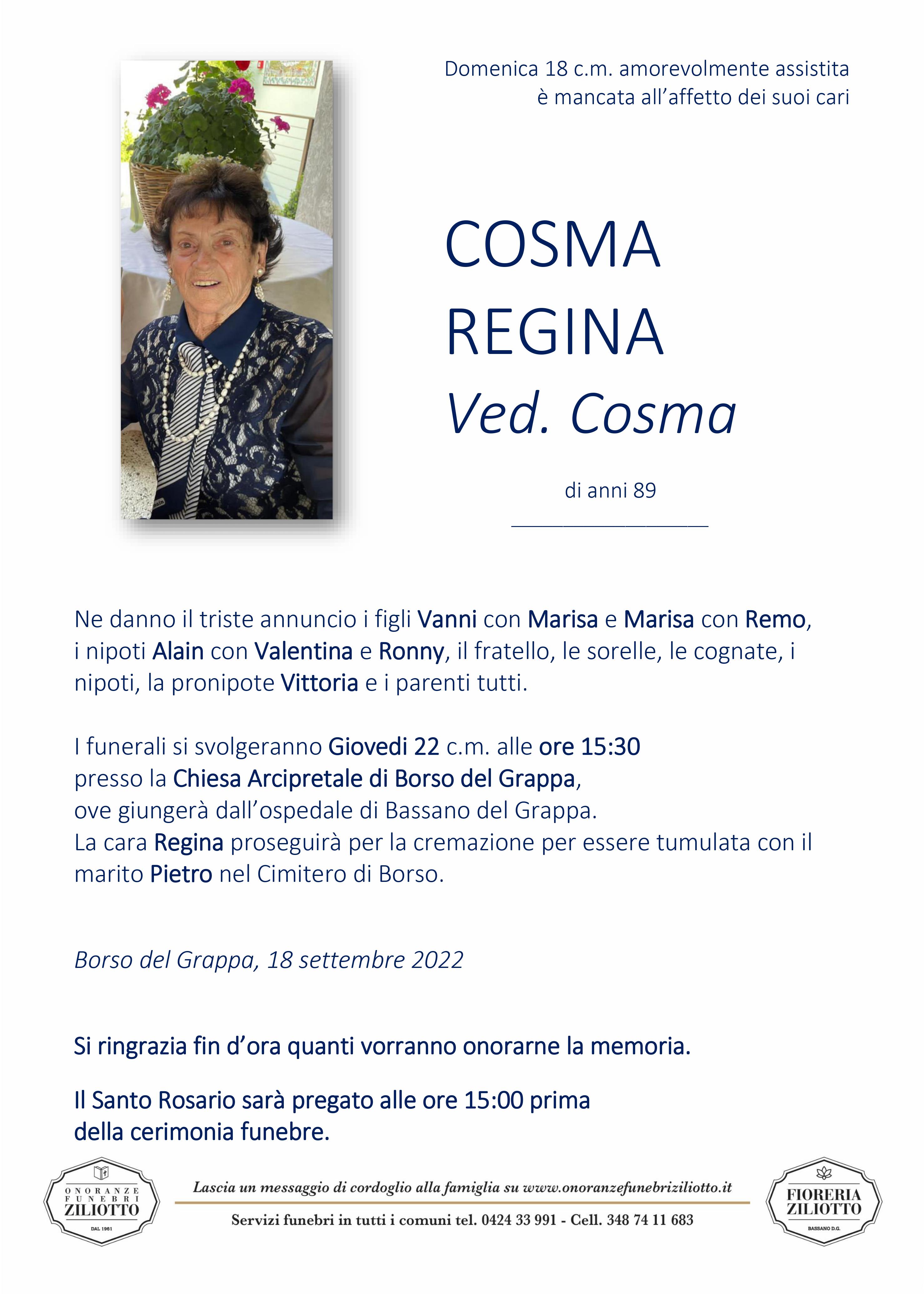 Regina Cosma - 89 anni - Borso del Grappa