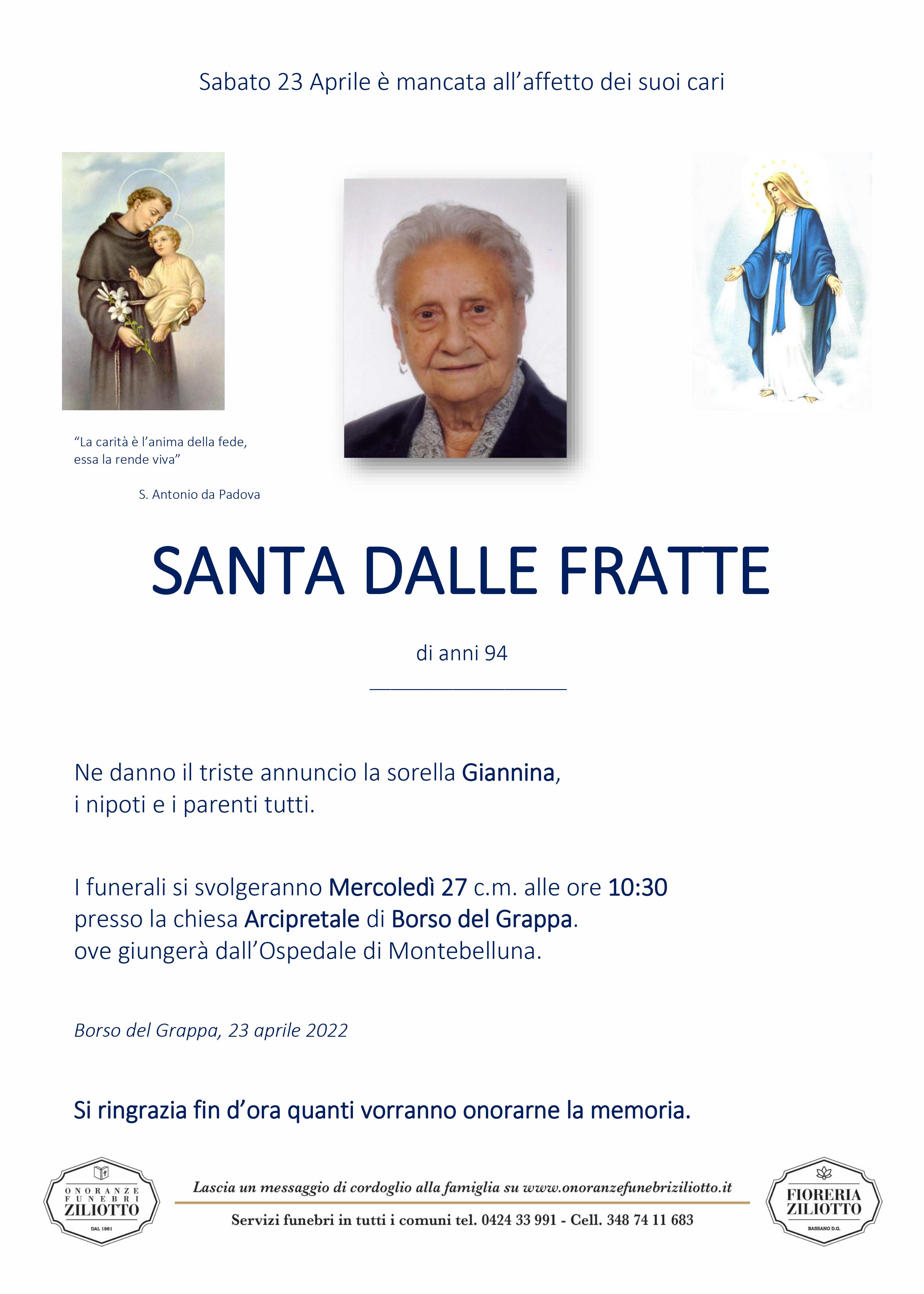 Santa Dalle Fratte - 94 anni - Borso del Grappa