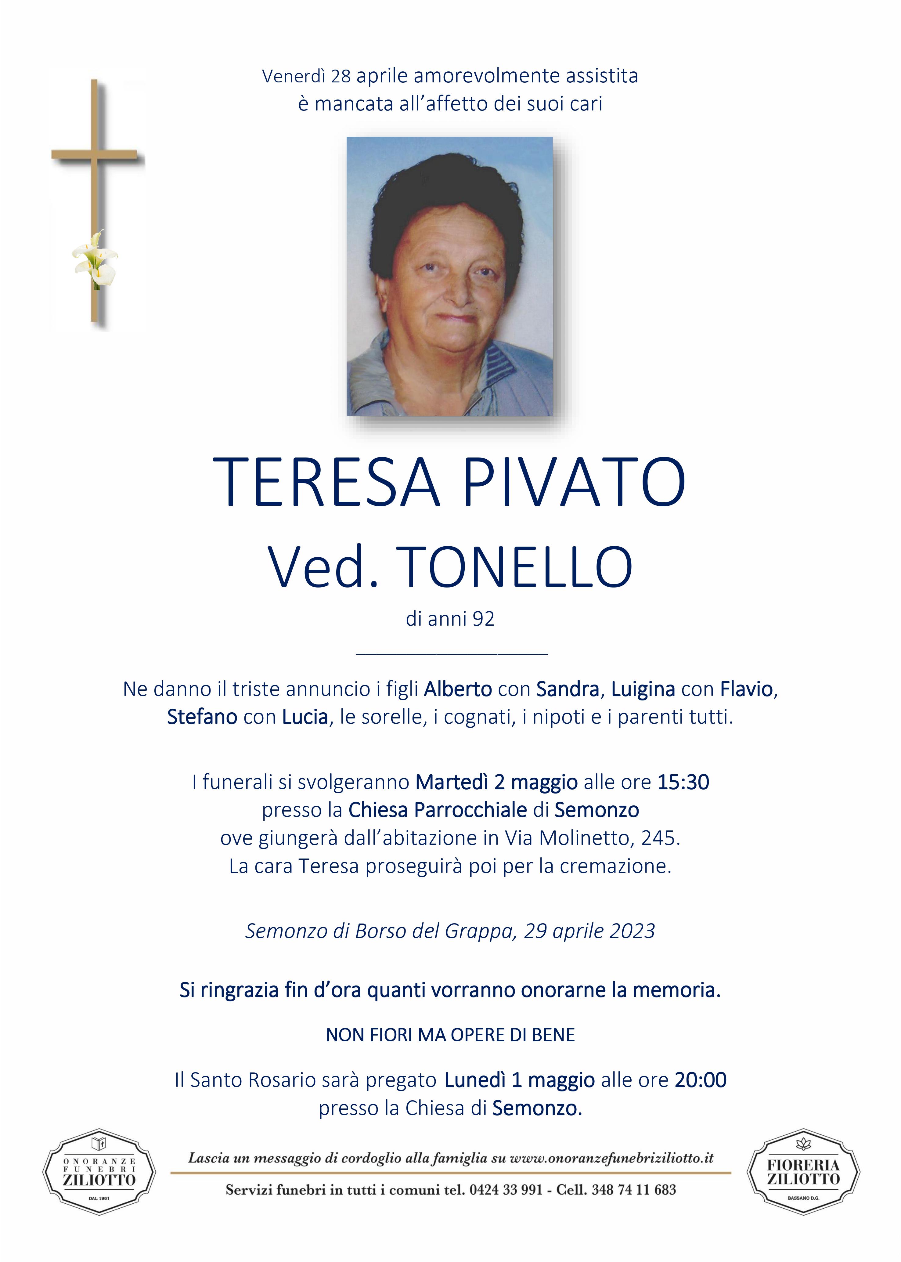 Teresa Pivato - 92 anni - Semonzo di Borso del Gr