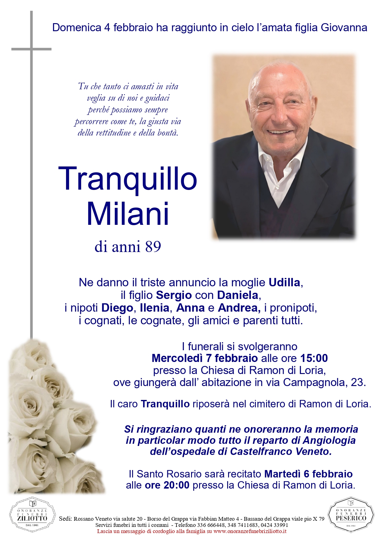 Tranquillo Milani - 89 anni - Ramon di Loria
