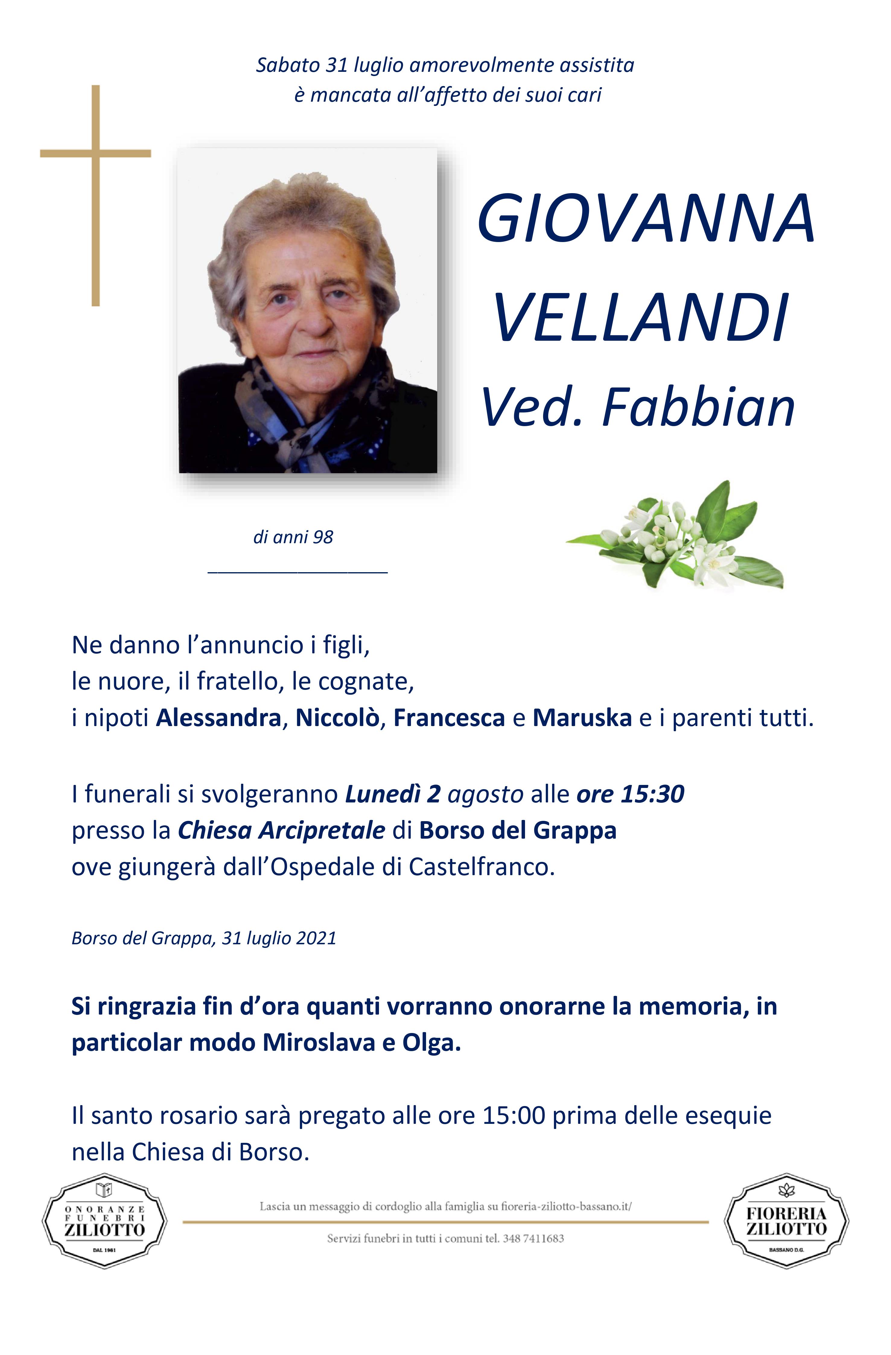 Giovanna Vellandi - 98 anni - Borso del Grappa